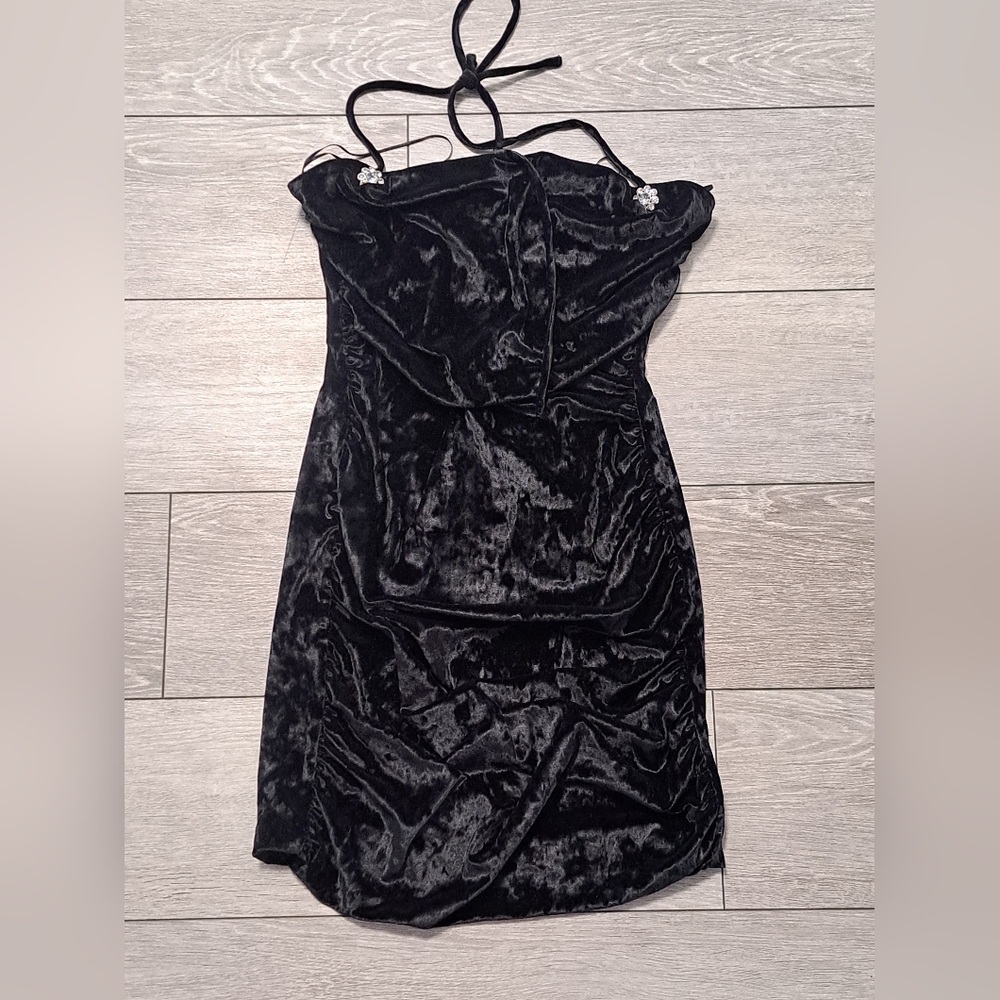Brand New WAYF Elegant Black Velvet Dress